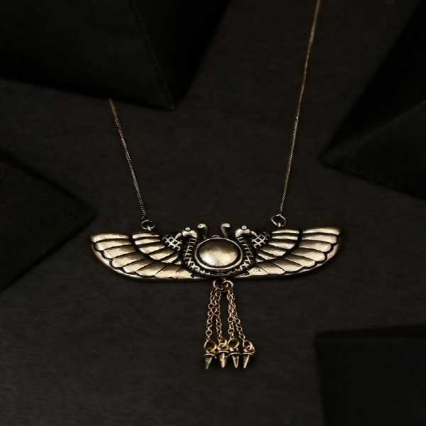 Cleopatra Tiny Scarab and Falcon Wings Motifs Necklace